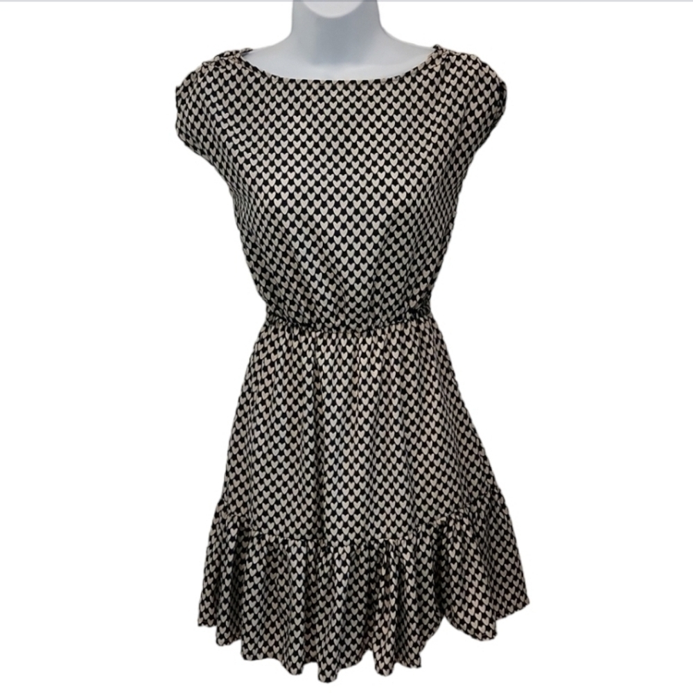 American Rag Heart Print Ruffle Trim Dress